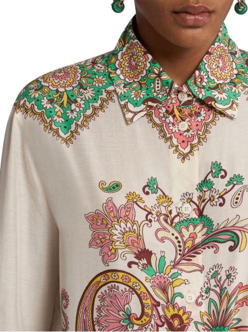 camicia donna stampa Paisley misto seta bianco ETRO | WRIA0013AK779X0802